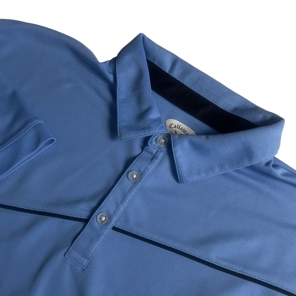 Callaway XXL Lightโ Blue Polo 1/4 Button Short Sleeve Golf 100% Polyester
